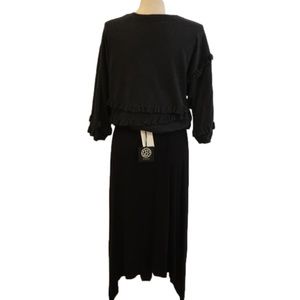NWTs Babeau  asymmetrical long black skirt Sz S